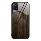 For vivo V21 Wood Grain Glass Protective Case(Black) - 1
