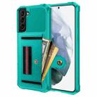 For Samsung Galaxy S22 5G ZM06 Card Bag TPU + Leather Phone Case(Cyan) - 1