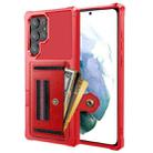 For Samsung Galaxy S22 Ultra 5G ZM06 Card Bag TPU + Leather Phone Case(Red) - 1