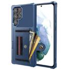 For Samsung Galaxy S22 Ultra 5G ZM06 Card Bag TPU + Leather Phone Case(Blue) - 1