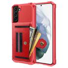 For Samsung Galaxy S21 5G ZM06 Card Bag TPU + Leather Phone Case(Red) - 1