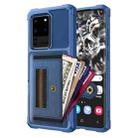 For Samsung Galaxy S20 Ultra ZM06 Card Bag TPU + Leather Phone Case(Blue) - 1