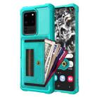 For Samsung Galaxy S20 Ultra ZM06 Card Bag TPU + Leather Phone Case(Cyan) - 1