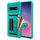 For Samsung Galaxy S10 ZM06 Card Bag TPU + Leather Phone Case(Cyan) - 1