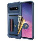 For Samsung Galaxy S10+ ZM06 Card Bag TPU + Leather Phone Case(Blue) - 1