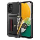 For Samsung Galaxy A12 ZM06 Card Bag TPU + Leather Phone Case(Black) - 1