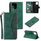 For iPhone 14 Pro Max Stitching Calf Texture Leather Case (Green) - 1
