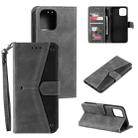 For iPhone 14 Pro Max Stitching Calf Texture Leather Case (Grey) - 1