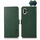 For Nothing Phone 1 KHAZNEH Side-Magnetic Litchi Genuine Leather RFID Phone Case(Green) - 1