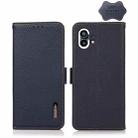 For Nothing Phone 1 KHAZNEH Side-Magnetic Litchi Genuine Leather RFID Phone Case(Blue) - 1