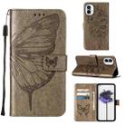 For Nothing Phone 1 Embossed Butterfly Leather Phone Case(Grey) - 1