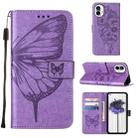 For Nothing Phone 1 Embossed Butterfly Leather Phone Case(Light Purple) - 1