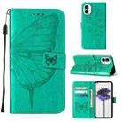 For Nothing Phone 1 Embossed Butterfly Leather Phone Case(Green) - 1