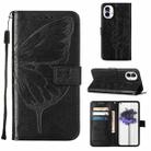 For Nothing Phone 1 Embossed Butterfly Leather Phone Case(Black) - 1