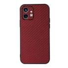 For Nothing Phone 1 Carbon Fiber Texture PU Phone Case(Red) - 1