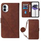 For Nothing Phone 1 Crossbody 3D Embossed Flip Leather Phone Case(Brown) - 1