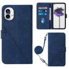 For Nothing Phone 1 Crossbody 3D Embossed Flip Leather Phone Case(Blue) - 1