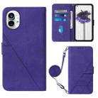 For Nothing Phone 1 Crossbody 3D Embossed Flip Leather Phone Case(Purple) - 1