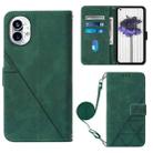 For Nothing Phone 1 Crossbody 3D Embossed Flip Leather Phone Case(Dark Green) - 1