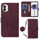 For Nothing Phone 1 Crossbody 3D Embossed Flip Leather Phone Case(Wine Red) - 1