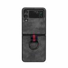 For Samsung Galaxy Z Flip4 Morocco Texture PU+TPU+PC Shockproof Phone Case With Ring(Black) - 1