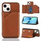 For iPhone 14 Plus Skin Feel PU + TPU + PC Back Cover Shockproof Case (Brown) - 1