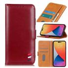 For iPhone 14 Pro Max Pearl Texture Leather Case (Wine Red) - 1