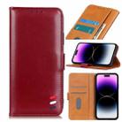 For iPhone 14 Pro Pearl Texture Leather Case(Wine Red) - 1