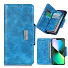 For iPhone 14 Plus 6 Card Slots Leather Phone Case (Blue) - 1