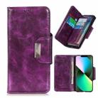 For iPhone 14 Plus 6 Card Slots Leather Phone Case (Purple) - 1