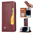 For iPhone 14 Pro Knead Skin Texture Leather Case(Wine Red) - 1