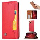 For iPhone 14 Plus Knead Skin Texture Leather Case (Red) - 1