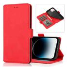 For iPhone 14 Pro Retro Magnetic Closing Clasp Leather Case(Red) - 1