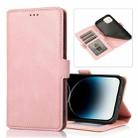 For iPhone 14 Pro Retro Magnetic Closing Clasp Leather Case(Rose Gold) - 1