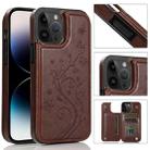 For iPhone 14 Pro Max Butterflies Flowers Double Buckle Case (Brown) - 1