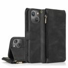 For iPhone 14 Plus Zipper Wallet Bag Leather Case (Black) - 1