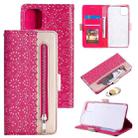 For iPhone 14 Double Button Zipper Leather Case (Rose Red) - 1