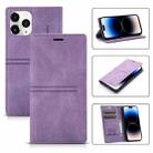 For iPhone 14 Pro Magnetic Leather Phone Case(Purple) - 1