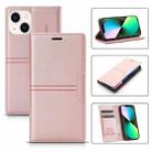 For iPhone 14 Magnetic Leather Phone Case (Rose Gold) - 1