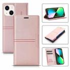For iPhone 14 Plus Magnetic Leather Phone Case (Rose Gold) - 1