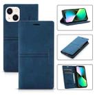 For iPhone 14 Plus Magnetic Leather Phone Case (Blue) - 1