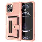 For iPhone 13 mini ZM06 Card Bag TPU + Leather Phone Case (Pink) - 1