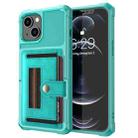 For iPhone 13 mini ZM06 Card Bag TPU + Leather Phone Case (Cyan) - 1