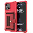 For iPhone 13 ZM06 Card Bag TPU + Leather Phone Case(Red) - 1