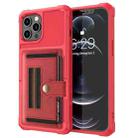 For iPhone 13 Pro ZM06 Card Bag TPU + Leather Phone Case (Red) - 1