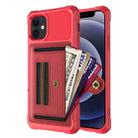 For iPhone 12 mini ZM06 Card Bag TPU + Leather Phone Case (Red) - 1