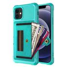 For iPhone 12 mini ZM06 Card Bag TPU + Leather Phone Case (Cyan) - 1