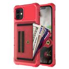 For iPhone 12 ZM06 Card Bag TPU + Leather Phone Case(Red) - 1