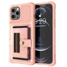 For iPhone 12 Pro ZM06 Card Bag TPU + Leather Phone Case(Pink) - 1