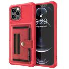 For iPhone 12 Pro Max ZM06 Card Bag TPU + Leather Phone Case(Red) - 1
